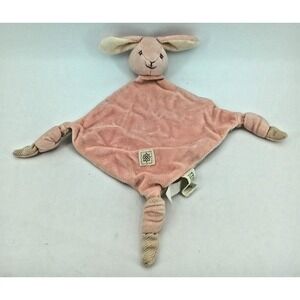 MiYim Simply Organic Bunny Lovey Security Blanket Pink Knotted Corners Baby